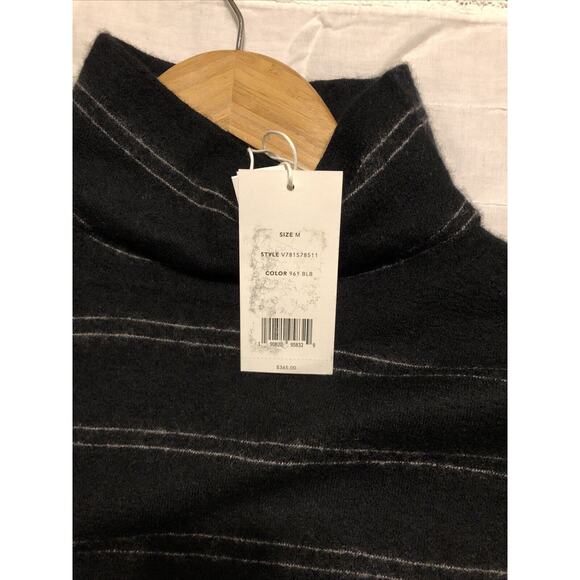 VINCE Striped Fitted Boiled 100% Cashmere Turtleneck Sweater Sz M - Picture 4 of 6